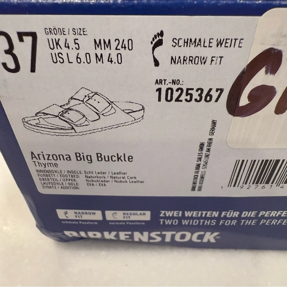 Birkenstock New w/ Box Women’s Arizona Big Buckle Thyme Nubuck Leather Sz 6 - Picture 4 of 12